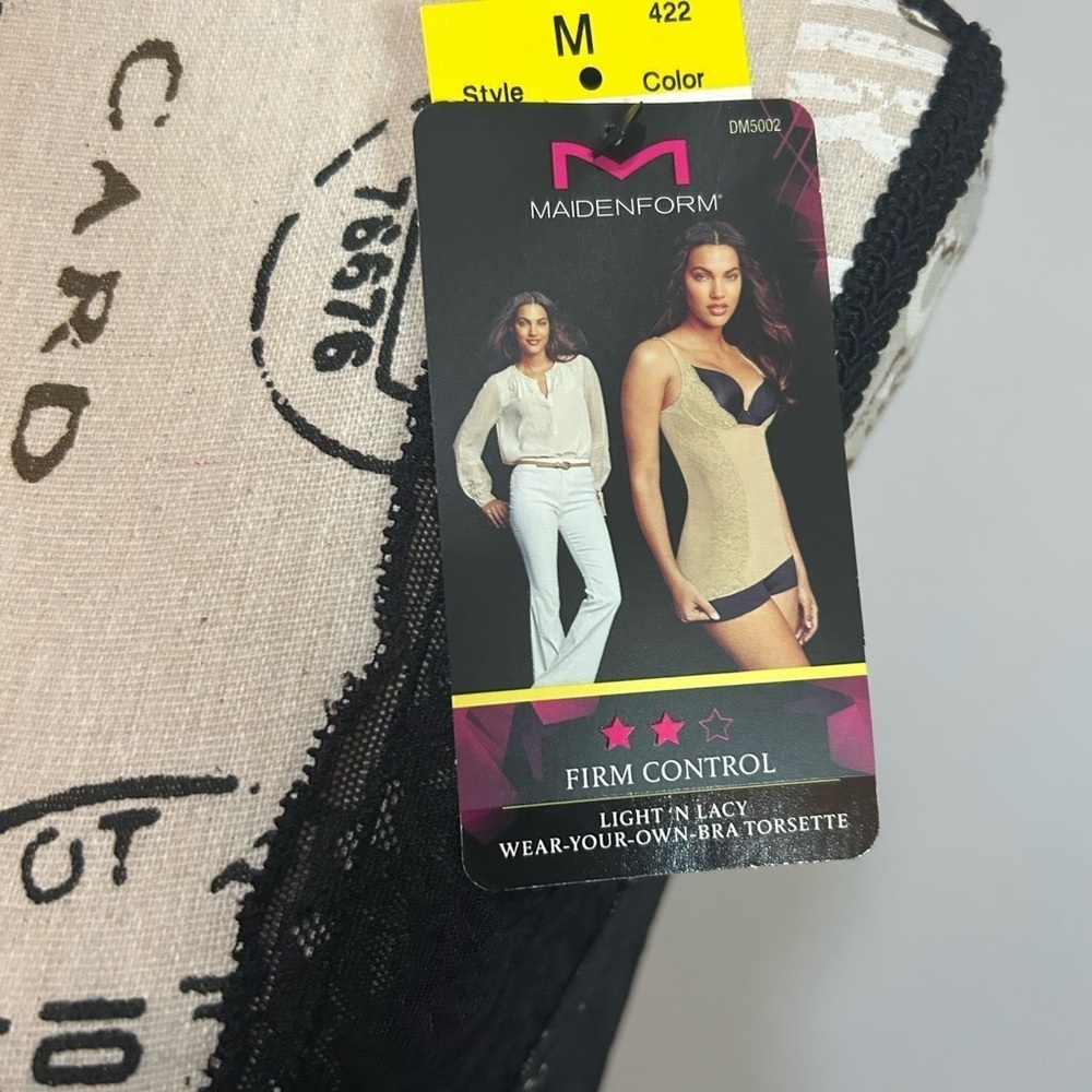 Maidenform Black Lace Wear your own bra Torsette. Medium - Picture 2 of 9